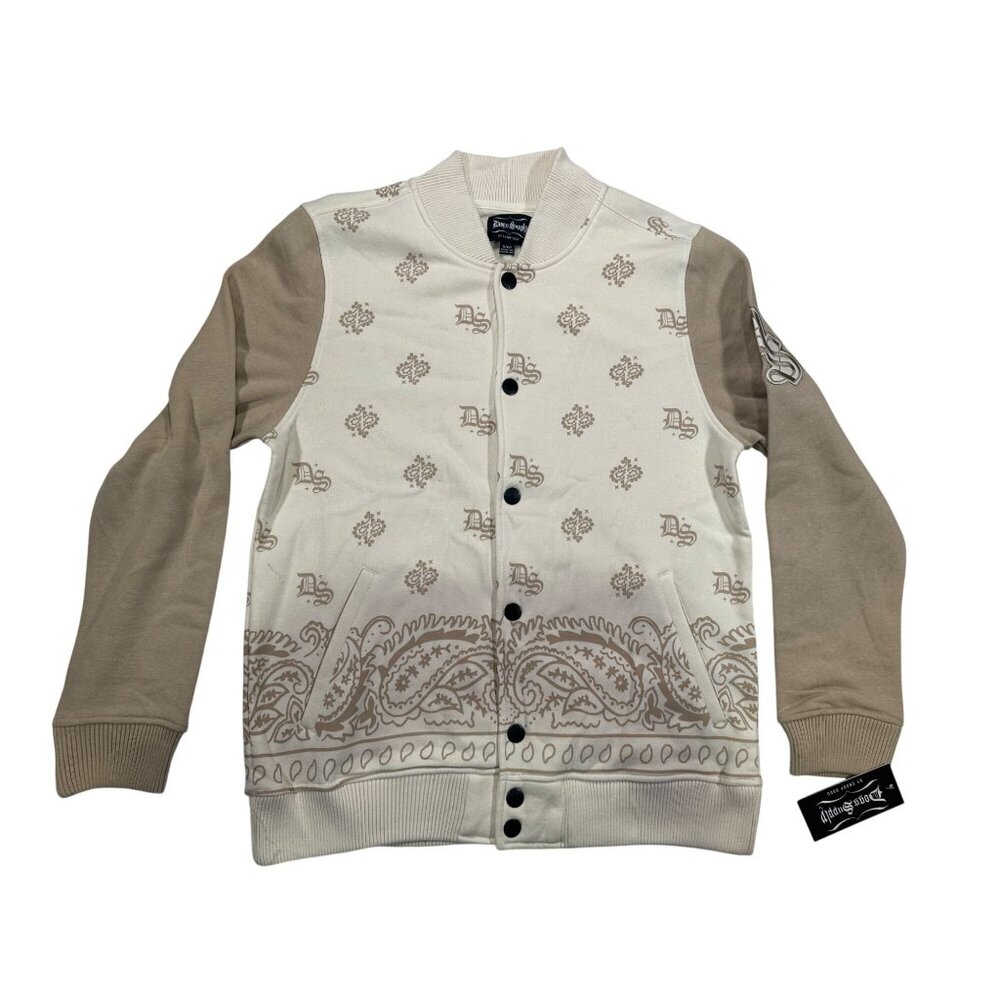 Dog Supply By Snoop Dogg Mens DS Varsity Jacket S Natural Beige Cotton Polyester - Picture 1 of 11